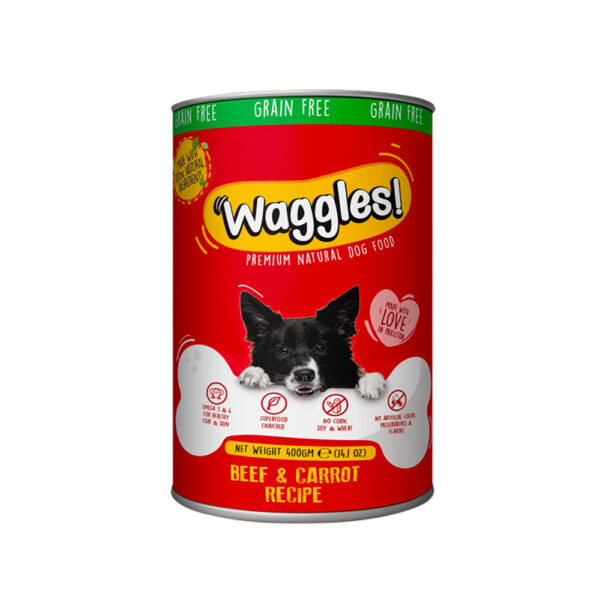 Waggles Beef & Carrot Dog Food Tin 400GM